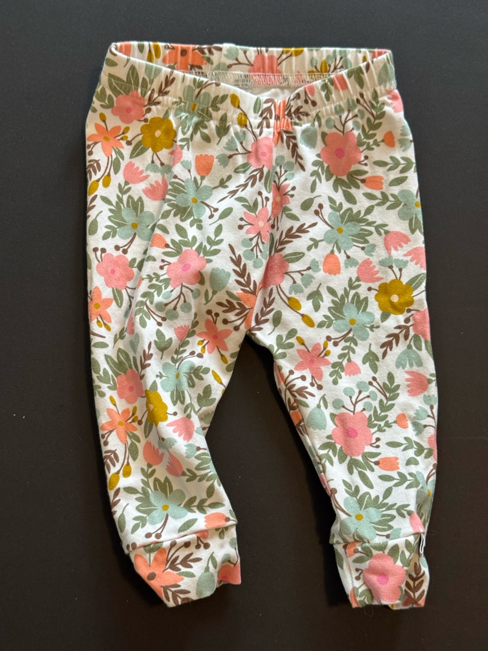 Baby Floral Elastic-Waist Leggings - Pink, Green & Yellow